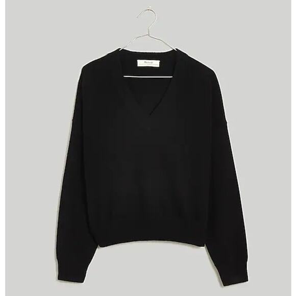 MADEWELL Womens V-Neck Sweater Small Black (Re)sponsible 100% Cashmere NWOT - Picture 1 of 12